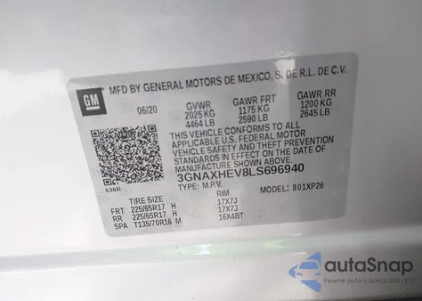 2020 Chevrolet Equinox Fwd Ls from USA, damaged, VIN 3GNAXHEV8LS696940